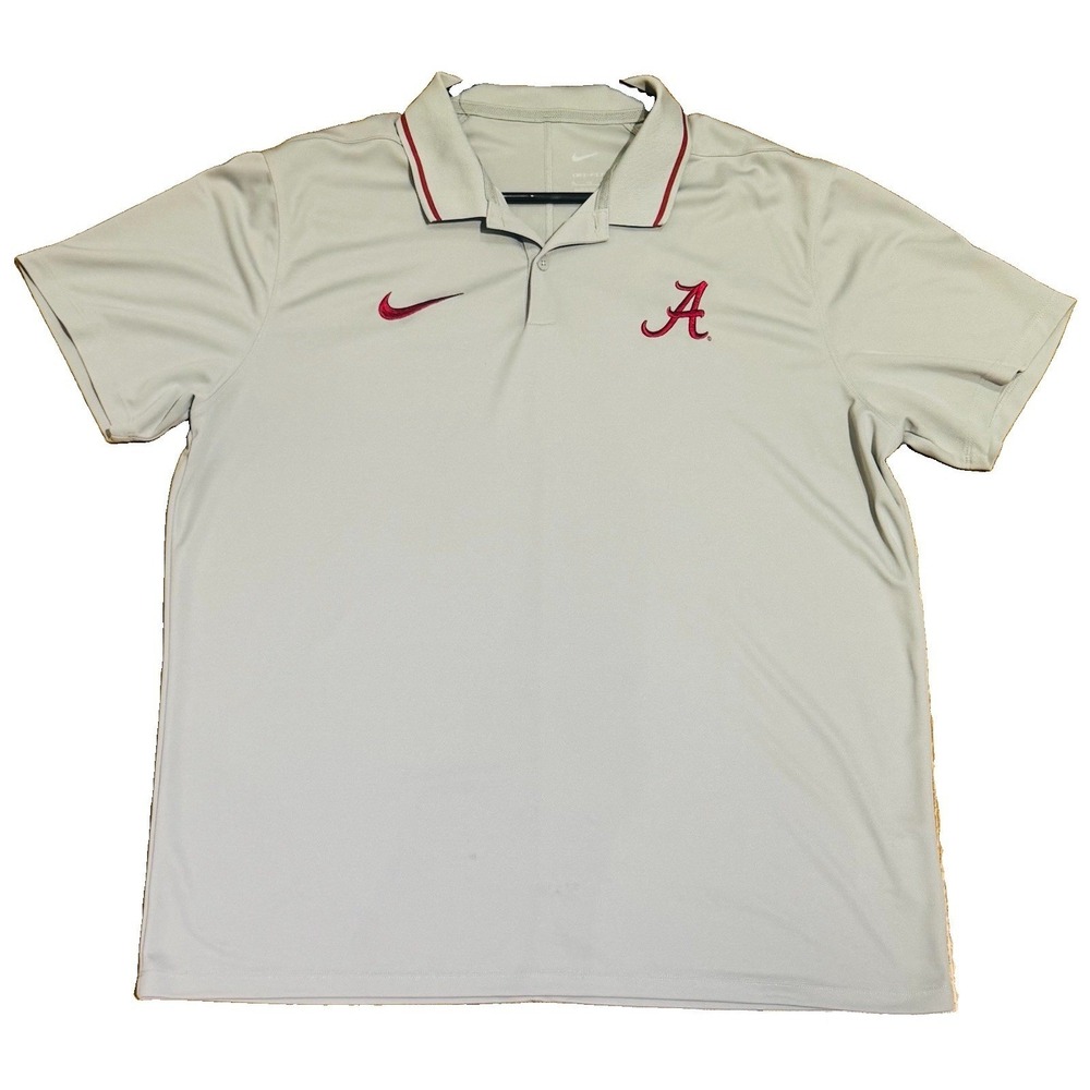 Nike Alabama Crimson Tide Polo Shirt Mens XL Gray Dri-Fit Gameday Football